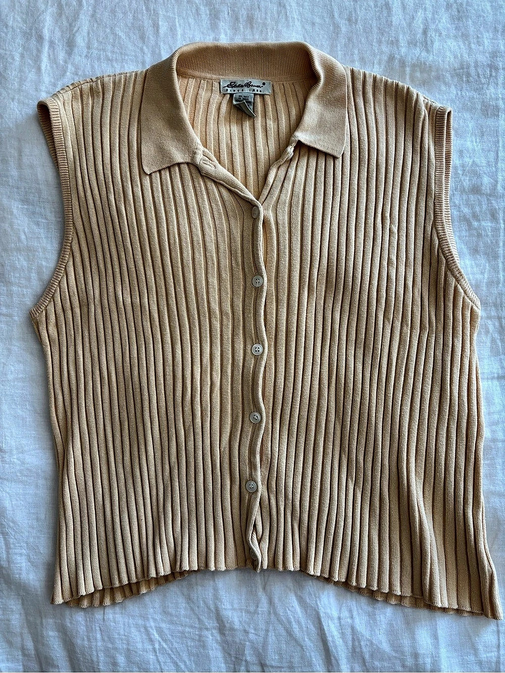 Vintage Eddie Bauer Ribbed Button-Front Sweater Vest Yellow XXL